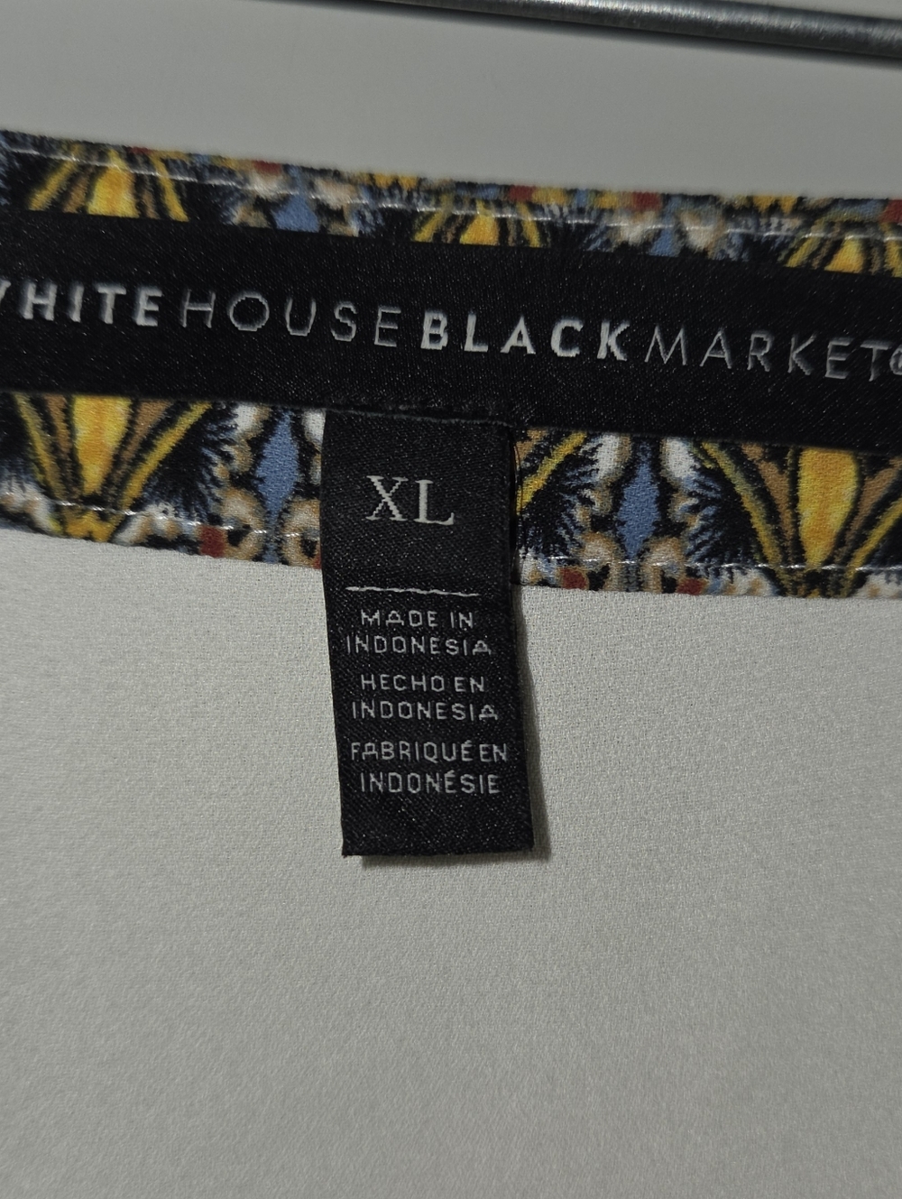 White House Black Market White Floral V-Neck Tunic with Yellow & Blue Accents - Picture 2 of 5